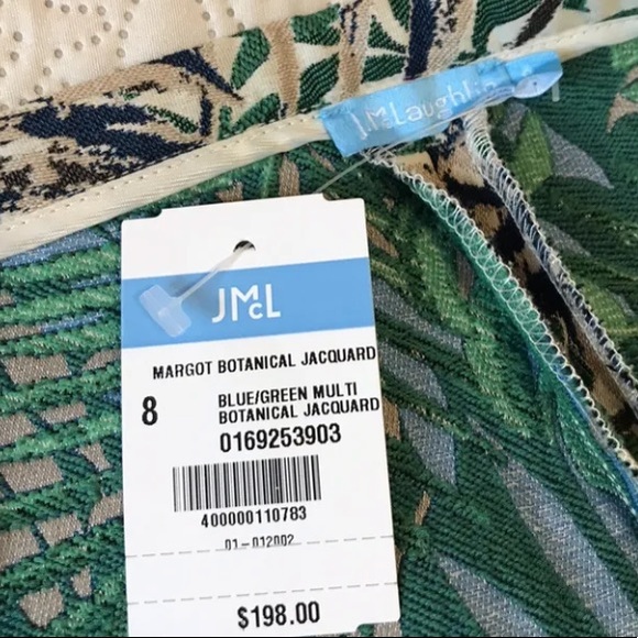 J.McLaughlin Margot Botanical Jacquard Blue/ Green Pants New Sz8 - Picture 9 of 9